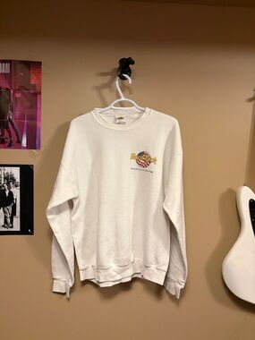 Hard Rock Cafe White Crewneck Sweatshirt with Yellow & Red Logo